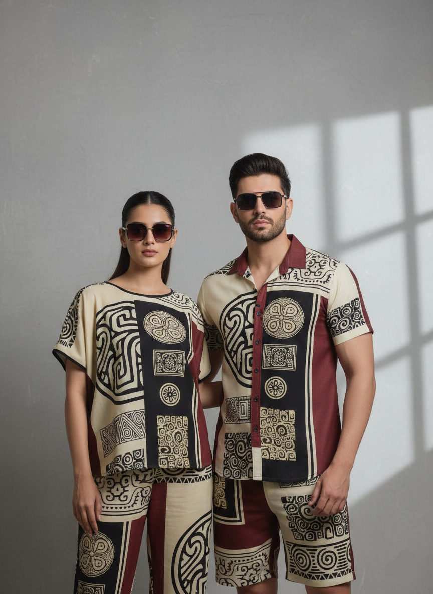 Bohemian Turkish cotton coord set for Mens