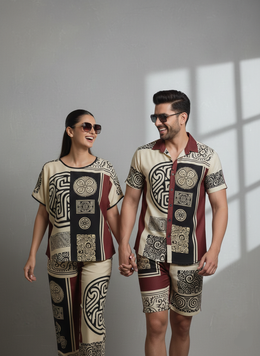 Bohemian Turkish cotton coord set for Mens